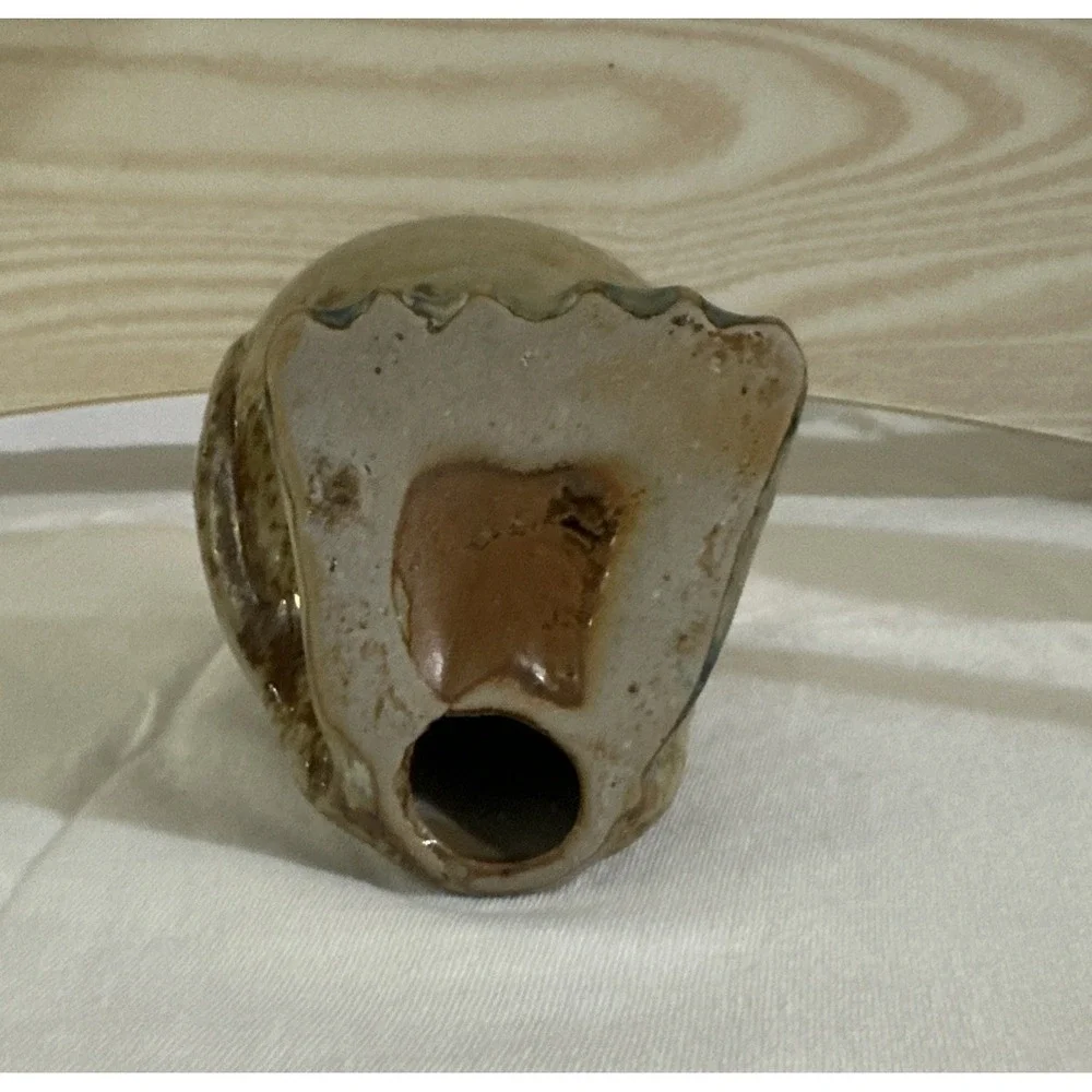 Vintage Speckled‎ Glazed Art Pottery Barn Owl Figurine 5